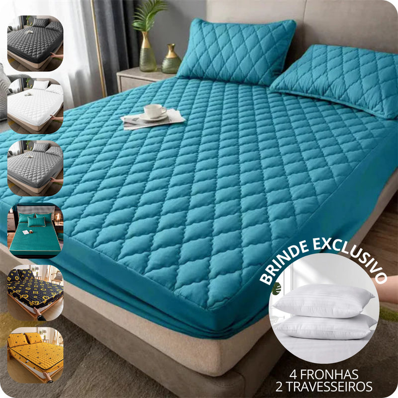 (QUEIMA DE ESTOQUE) Capa Para Colchão Impermeável + 4 Fronha de Brinde